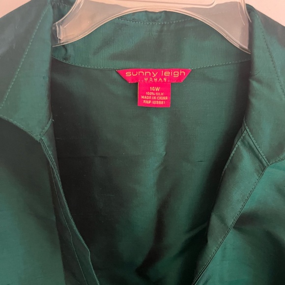 Emerald silk wrap blouse top - Picture 3 of 4